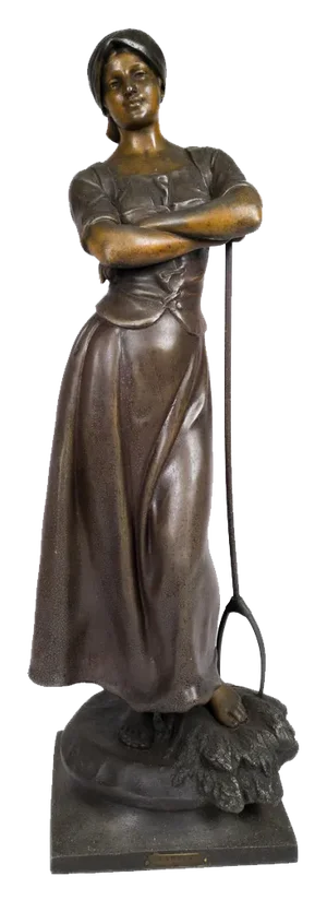 A.J. Scotte, Harvesting Girl Statue, 1890s-1900s, Metal