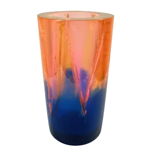 Vintage Orange and Blue Resin Vase by Steve Zoller