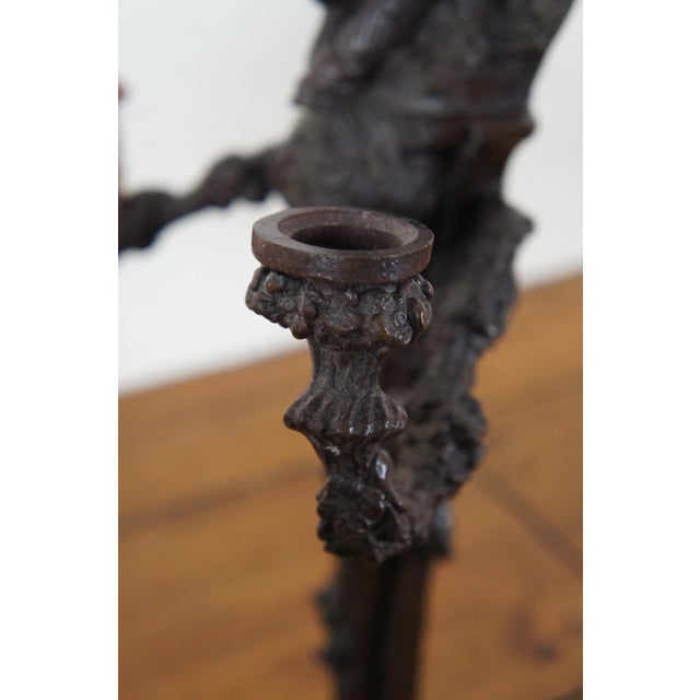 Late 19th Century Bronze Two Arm Candelabra Candle Holder Wall Sconces Faun Bacchus- a Pair For Sale - Image 6 of 12