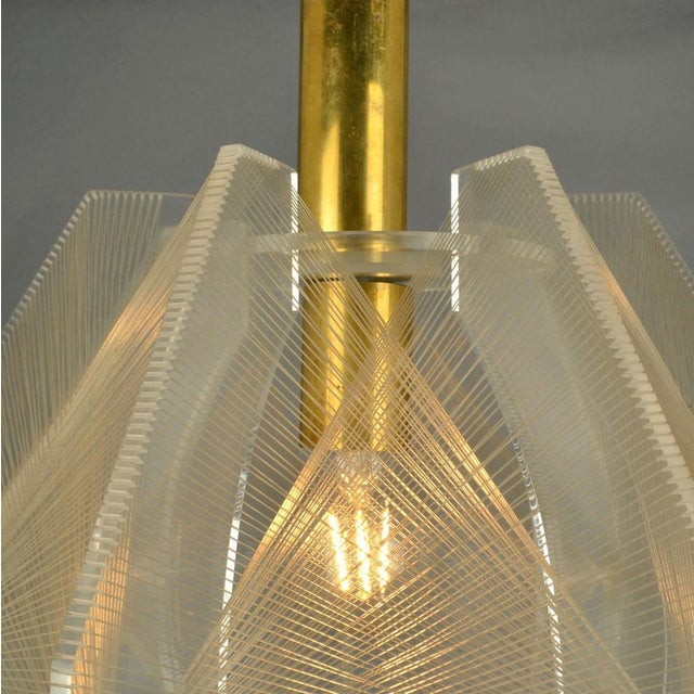 Metal Pendant Lamp in Acrylic Glass, Wire and Brass, 1970s For Sale - Image 7 of 18