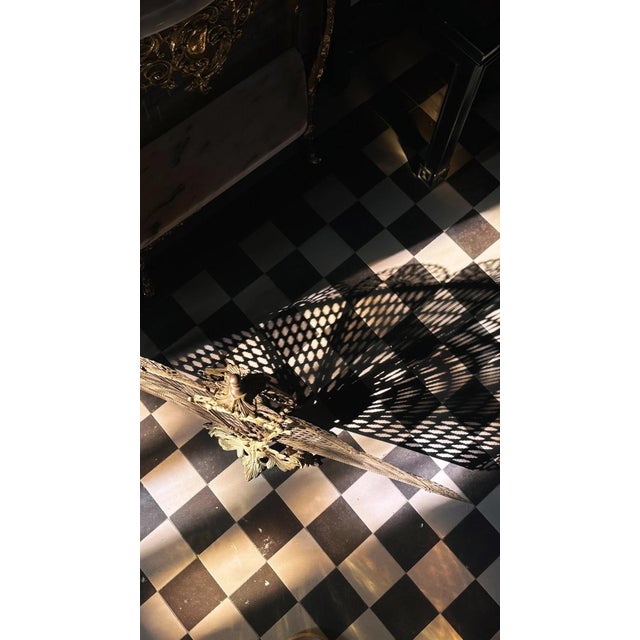 Vintage French Brass Fire Screen with Peacock Motif, 1960s For Sale - Image 9 of 12