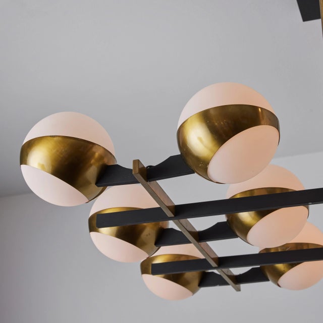 1950s Monumental 1950s 12-Globe Glass & Metal Chandelier for Stilnovo For Sale - Image 5 of 12