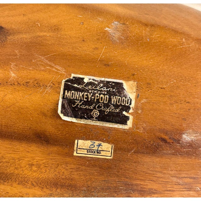 Mid-Century 19" Monkey Pod Wood Divided Centerpiece Leaf Bowl For Sale - Image 9 of 9