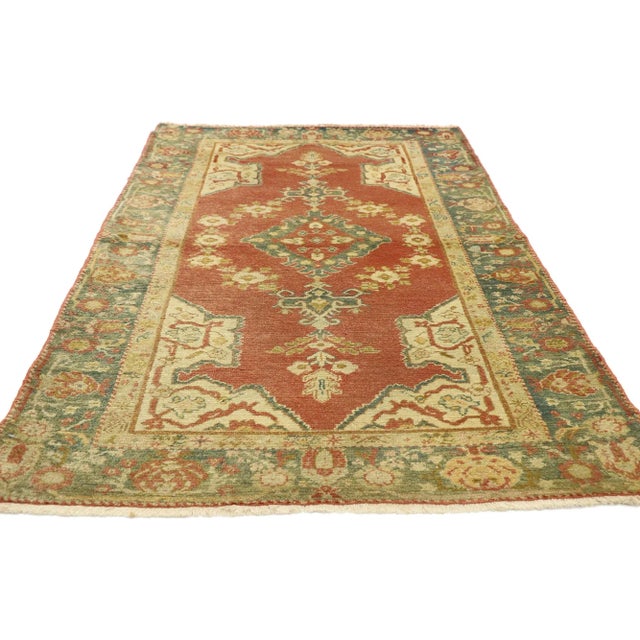 Rustic Vintage Turkish Oushak Rug - 03'06 X 06'02 For Sale - Image 3 of 8