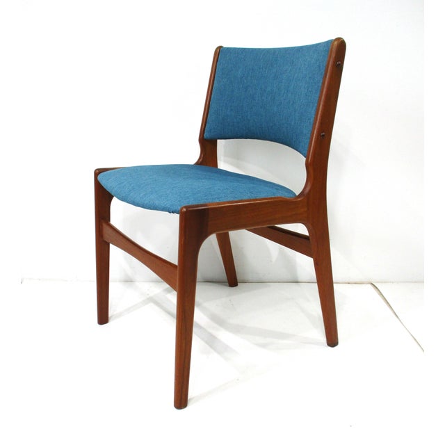 Erik Buch Erik Buch Teak Upholstered Dining Chairs Model 89 Denmark For Sale - Image 4 of 13