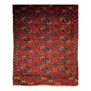 Vintage Turkmen Tekke in Allover Pattern in Red, Navy, Ivory, Blue, Pink For Sale