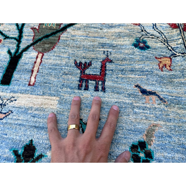 Afghan Pictorial Tree of Life Hand-Knotted Wool Rug - 7'11" X 5'6" For Sale - Image 9 of 14