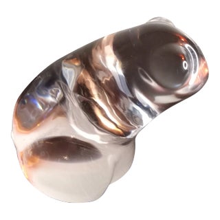 Orrefors Sweden Clear Crystal Frog Figurine Paper Weight For Sale