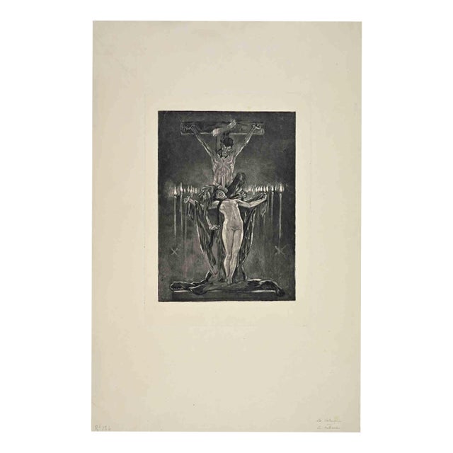 Félicien Rops, Calvary, Nude, 1882, Etching For Sale