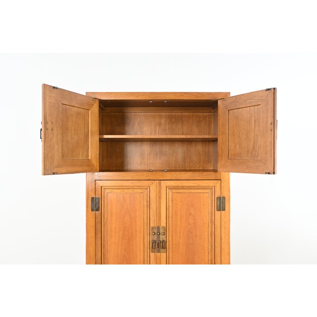 Brown Baker Furniture Asian-Inspired Hollywood Regency Wardrobe Dresser For Sale - Image 8 of 17