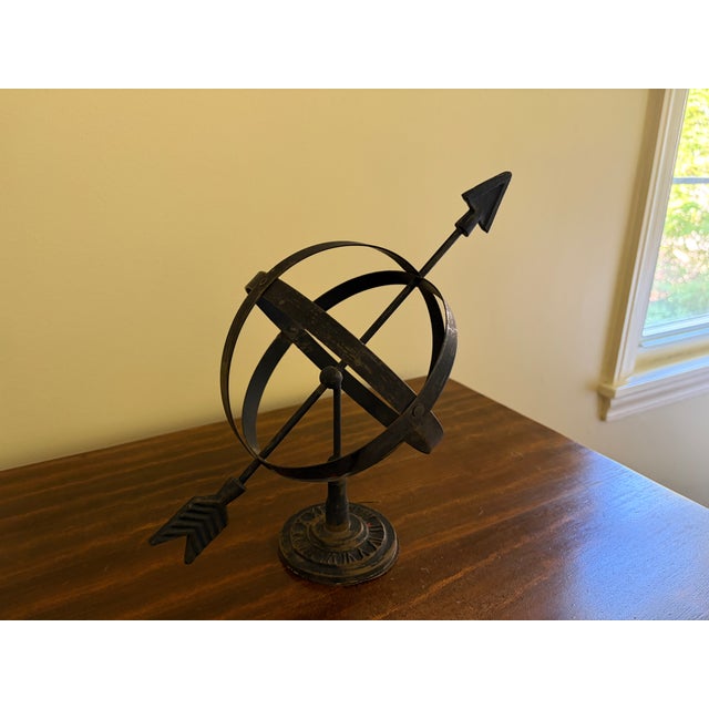 French Country Late 20th Century Bronze Iron Armillary Globe Sculpture – Traditional Landscape & Garden Decor For Sale - Image 3 of 10