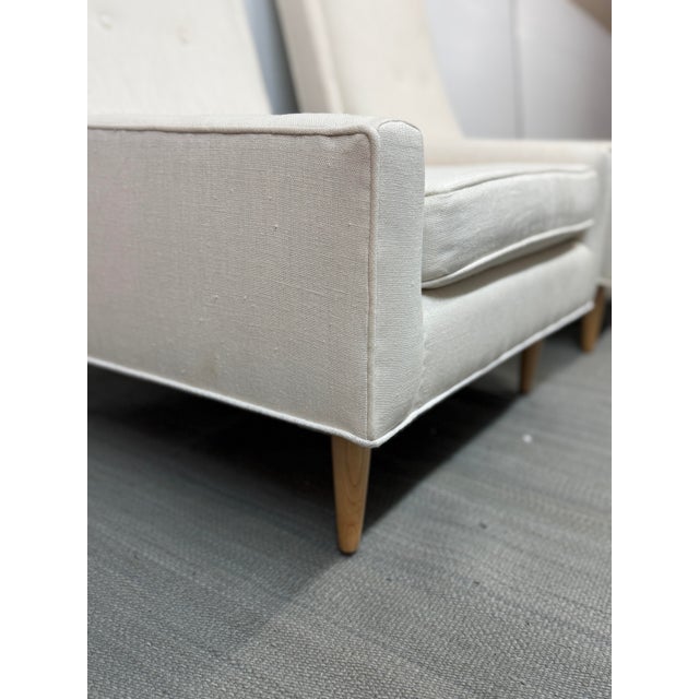 Textile Homenature High Back Linen Blend Lounge Chairs, Pair For Sale - Image 7 of 12