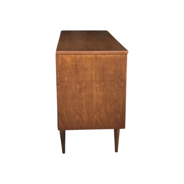 Mid-Century Modern Walnut 6-Drawer Credenza With Integrated Wood Pulls For Sale In Los Angeles - Image 6 of 11