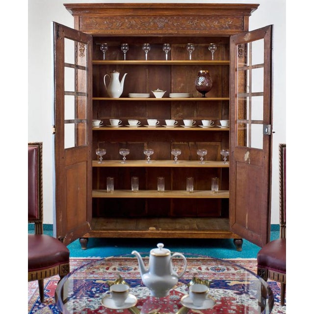 Brown Classicist Carved Oak Display Bookcase For Sale - Image 8 of 10
