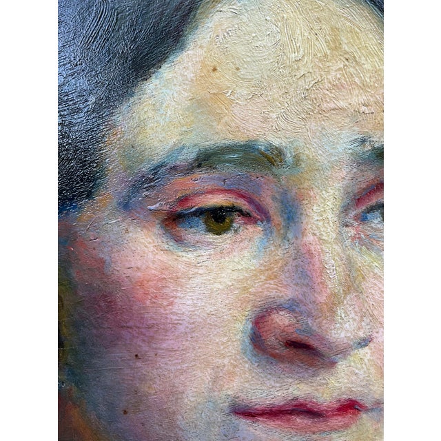Female Portrait, 1930, Oil Painting on Wood Panel, Framed For Sale - Image 4 of 8