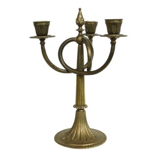 Antique Unlacquered Three Arm Candleabrah For Sale
