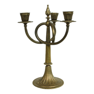 Antique Unlacquered Three Arm Candleabrah