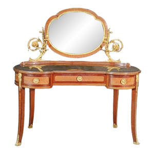 Louis XV Style Vanity With Bronze Mirror & Frame Manner Maison Forest