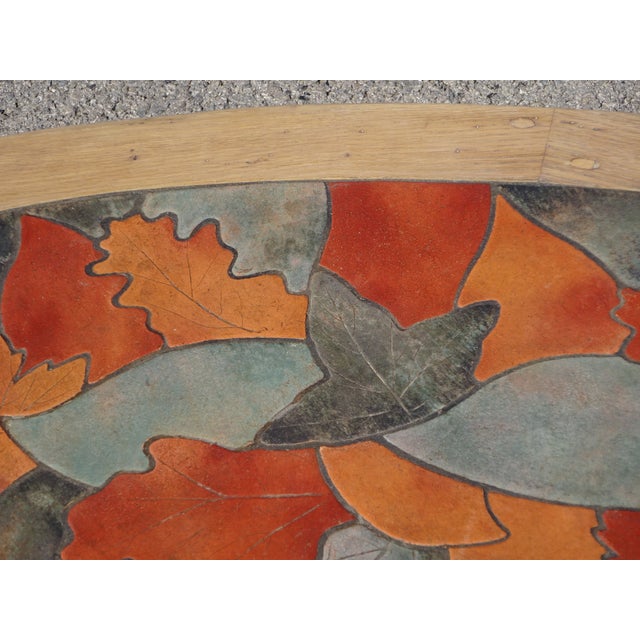 Vintage Coffee Table in Oak and Ceramic by Barrois for Vallauris, 1950s For Sale - Image 6 of 18