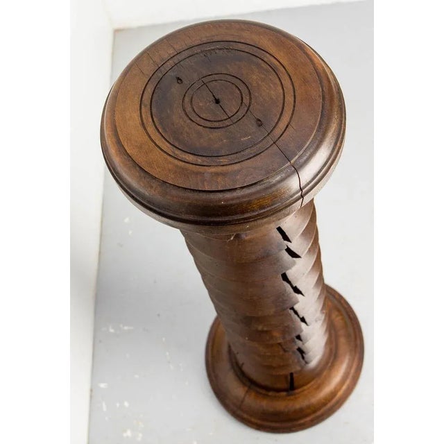 Wood Midcentury Modern French Turned Beech Pedestal, 1940 For Sale - Image 7 of 11