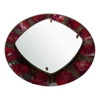 Mirror Backlit 50s Design in Curved Glass Painted Santambrogio De Berti For Sale