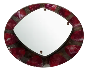 Mirror Backlit 50s Design in Curved Glass Painted Santambrogio De Berti