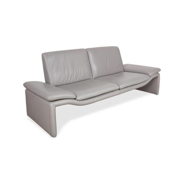 Three-Seater Sofa and Ottoman in Grey Leather from Koinor, Set of 2 For Sale - Image 6 of 18