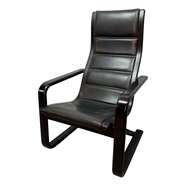 Mid-Century Modern Lamino Lounge Chair in Black Leather by Yngve Ekstrom, Denmark, 1970s For Sale