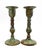 Contemporary Pair of Vintage Verdigris Patinated Brass Candlesticks With Foliate Motifs – Rustic European / Old World For Sale - Image 3 of 9