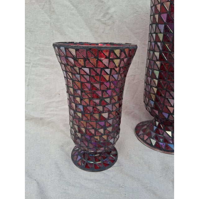 Contemporary Vintage Pair of Mosaic Vases - A Pair For Sale - Image 3 of 11