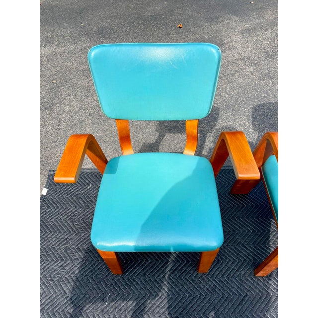 Tan 1950s Thonet Mid Century Modern Bent Plywood Arm Chairs - Set of 4 For Sale - Image 8 of 12