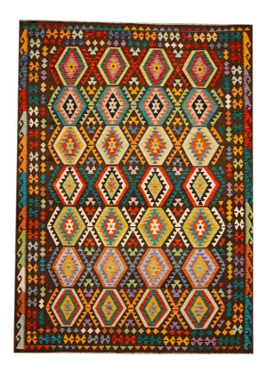 Colorful Modern Kilim Wool Rug
