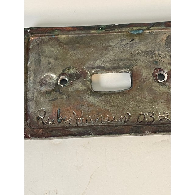 1970s Artisan Signed Ceramic Vintage Switch Plate For Sale - Image 4 of 4