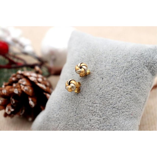 Earrings in 19.2k Two-Tone Gold, Set of 2 For Sale - Image 3 of 7