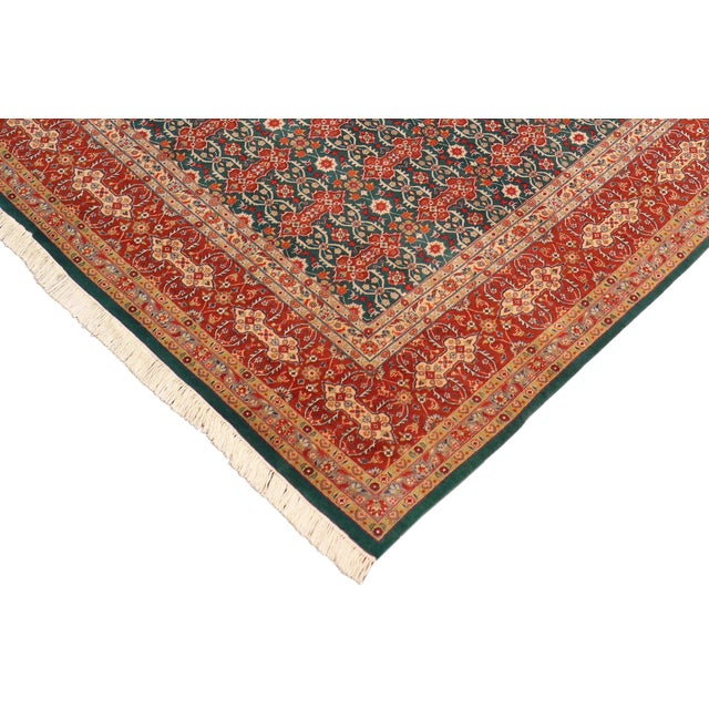 Shabby Chic Shabby Chic 1990's Pak-Persian Green/Rust Wool Rug - 8'2'' X 10'3'' For Sale - Image 3 of 9