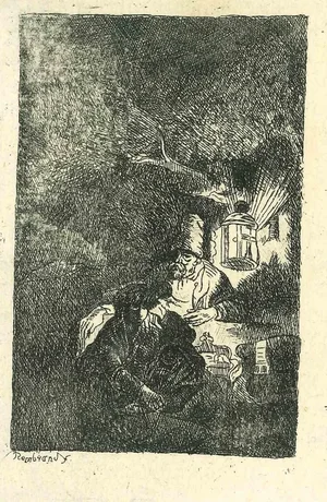 After Rembrandt, The Rest on the Flight into Egypt, Etching, 19th Century