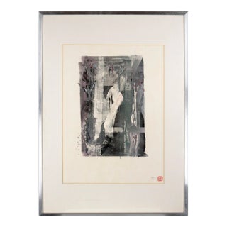 Abstract Botanical Monoprint in Ink on Paper by Roxanne Lo For Sale