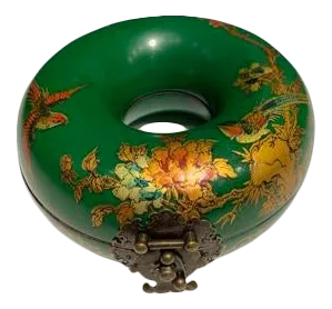 1980s Green Small Donut Jewelry Box