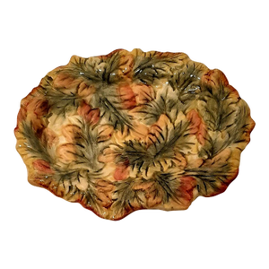 Vintage Spode Harvest Collection Porcelain Hand Painted Leaf Tidbits Dish Plate
