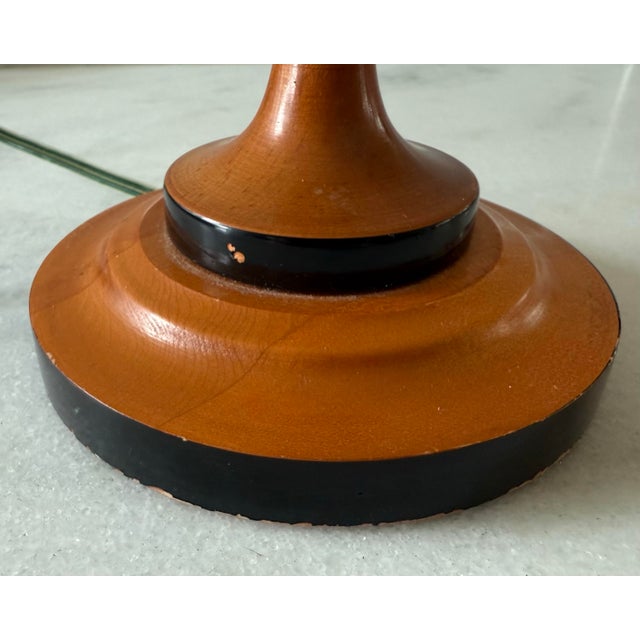 Turned Wood Table Lamp With Black Banding Detail For Sale In Austin - Image 6 of 9