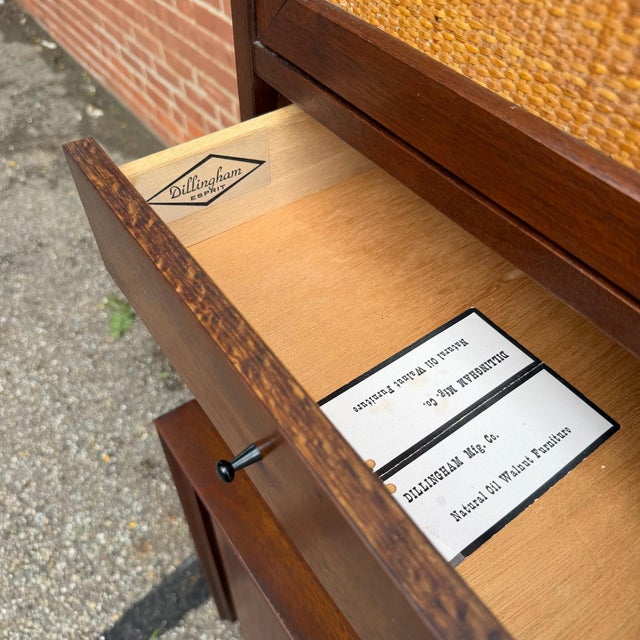 Mid 20th Century Dillingham Esprit Walnut & Cane Credenza Hutch by Merton Gershun For Sale - Image 12 of 12