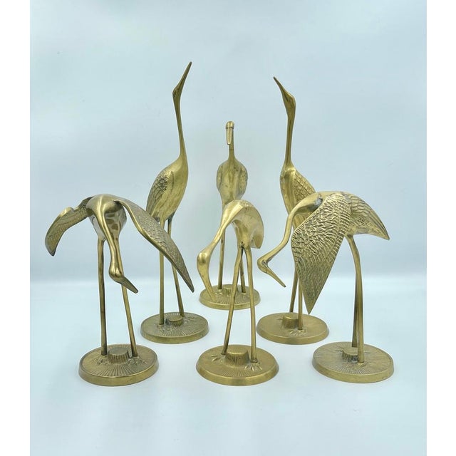 Metal Brass Cranes, 1960s, Set of 6 For Sale - Image 7 of 9