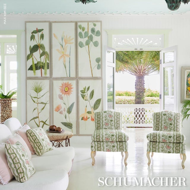 Schumacher SAMPLE - Schumacher Parvati Floral Stripe Fabric In Petal For Sale - Image 4 of 4