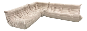 French Togo Living Room Set in Beige Cord by Michel Ducaroy for Ligne Roset, Set of 3