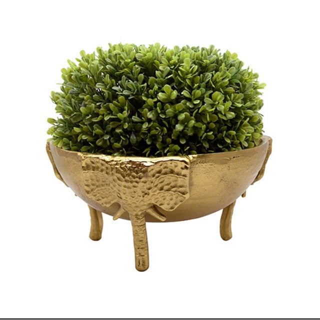 Transitional Matthew Izzo Home Elepha Textural Brass Bowl With Elephant Head - Trunk as Feet For Sale - Image 3 of 5
