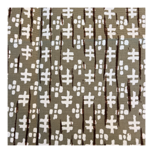 Sister Parish Tucker M Olive and Brown on Cotton Linen Fabric- 1 1/2 Yards