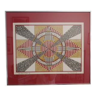 1988 Geometric Pen and Ink Drawing Signed Ivan Saramaha, Framed For Sale