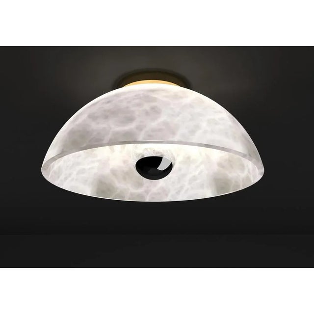 Apollo Shiny Gold Metal Ceiling Lamp by Alabastro Italiano Dimensions: Ø 30 x W 17,5 cm. Materials: White alabaster and...