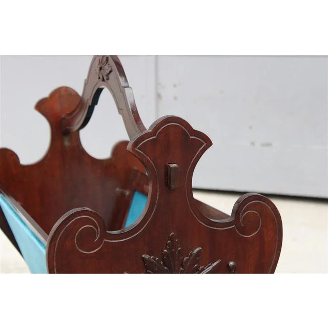 Blue Blue Velvet and Carved Wooden Magazines, Italy, 1940s For Sale - Image 8 of 9