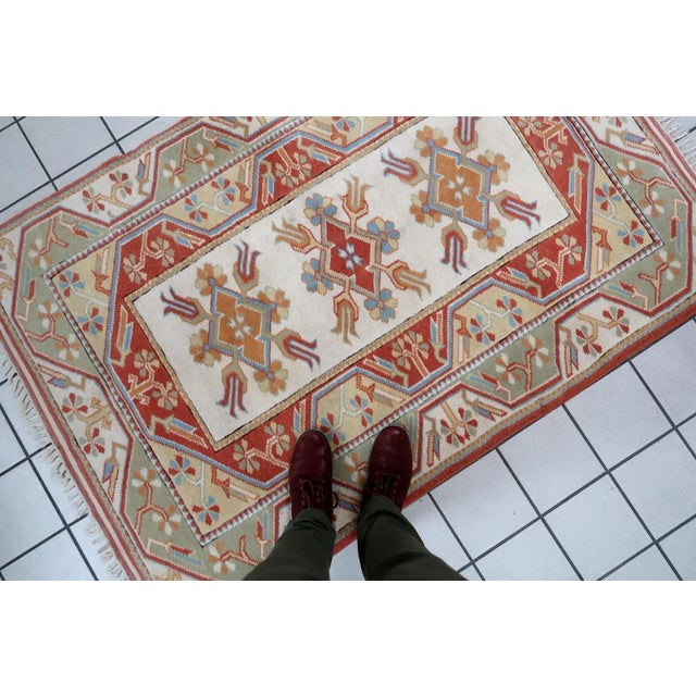 Textile 1960s Handmade Vintage Turkish Kars Rug 3.8' X 5.7' For Sale - Image 7 of 10